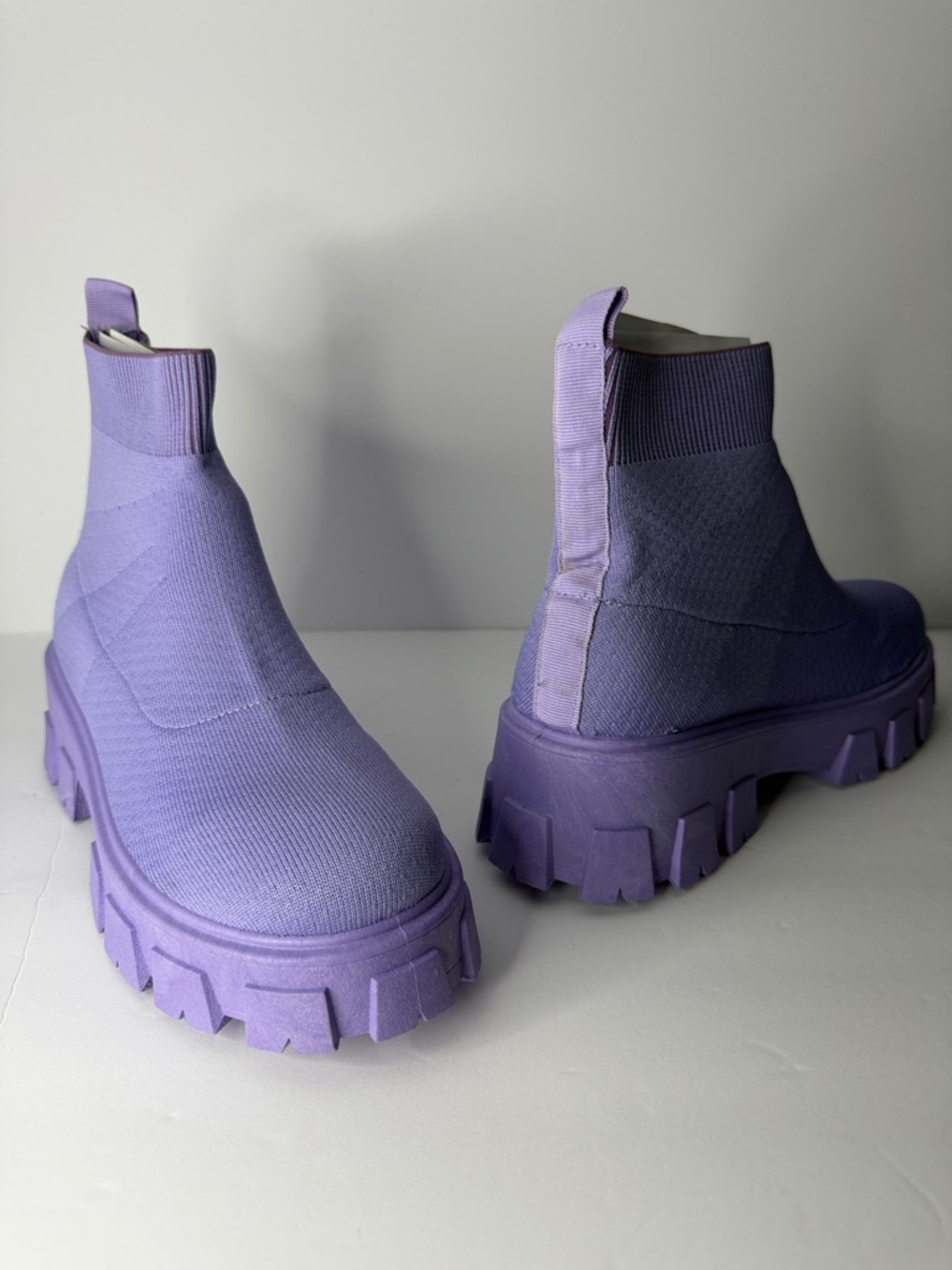 Cape Robbin Lavender Chunky Knit Chelsea Booties - Picture 3 of 5